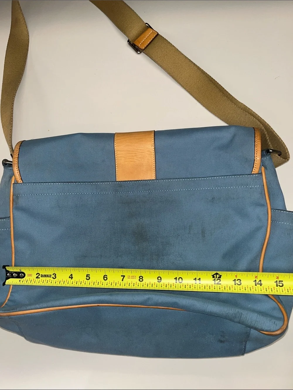 Coach Blue Canvas Messenger / Travel /Laptop with Tan Leather Trim